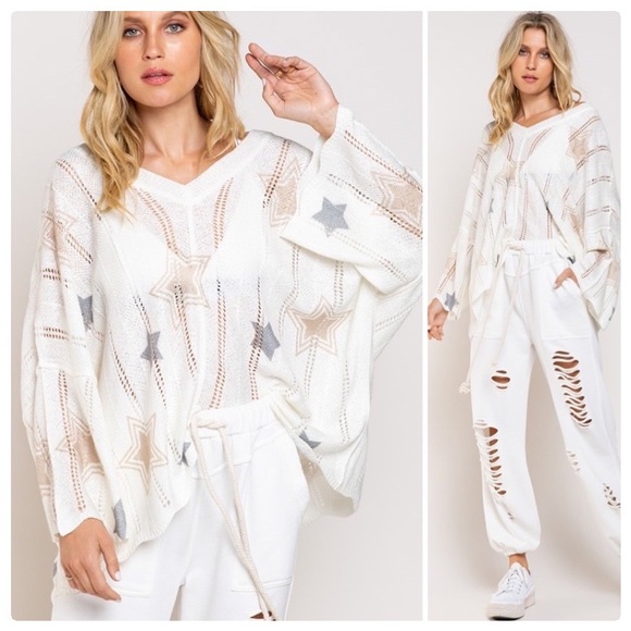 POL Sweaters - POL Color in Stars Spring Sweater Top